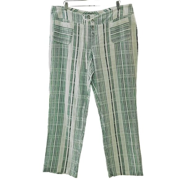 NWT Sundance Gigi Pants Green Plaid Size L Lagenlook Wide Leg Relaxed Textured - Picture 2 of 10